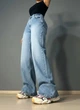 Джинсы женские Sherocco 5218 WIDE LEG палаццо с резинкой на талии большие размеры 36 голубые - изображение 1