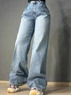 Джинсы женские Sherocco 5218 WIDE LEG палаццо с резинкой на талии большие размеры 34 голубые - изображение 4