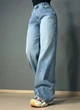 Джинсы женские Sherocco 5218 WIDE LEG палаццо с резинкой на талии большие размеры 34 голубые - изображение 7