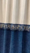 Комплект штор ArtTextil Микровелюр с декоративной бахромой 140×270 см бежево-синий 2 шт - изображение 4
