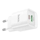 Мережевий зарядний пристрій 20W HOCO C147A Charm швидка зарядка PD3.0+QC3.0 charger два порти USB-A + Type-C + кабель Type-C to Type-C (6942007630290) White - зображення 5