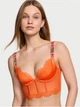 Комплект Victoria’s Secret Very Sexy Sunset Orange Hibiscus Hibiscus Shine Strap Corset Bra Top+Thong Panty,Помаранчевий 38D+XL - зображення 8