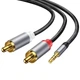 Аудио кабель AUX Rocoren 3.5mm Male - 2xRCA 1m Dark Grey (43768) - изображение 1