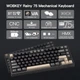 Клавиатура Беспроводная WOBKEY RAINY 75 Black Игровая Механическая. 2.4G/Bluetooth/Кабель. АЛЮМИНИЕВЫЙ Корпус. Hot-Swap. Батарея 3500mAh. RGB Подсветка. Свитчи HMX Violet - изображение 2