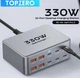 Потужний настільний зарядний пристрій Topzero 330W з 10 портами (6 Type-C + 4 USB-A) GaN Fast Charging - зображення 1