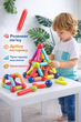 Магнітний 3D конструктор Magnetic Sticks 64 деталі, великий STEM набір магнітних паличок і кульок для дітей, розвиваюча магнітна іграшка для складання фігур, будівельний магнітний конструктор для розвитку логіки, моторики та творчості - зображення 3