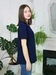 Базовая футболка женская 100% хлопок хб удлиненная без принта Темно-синий 2XL - изображение 3