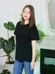 Базовая футболка женская 100% хлопок хб удлиненная без принта Черный 2XL - изображение 3
