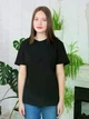 Базовая футболка женская 100% хлопок хб удлиненная без принта Черный 2XL - изображение 8