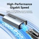 Перехідник Vention USB 3.1 Type-C/USB-A --> Ethernet RJ45 1000Mb сірий Aluminum Alloy Type (CFQHB) - зображення 7