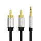 Кабель Vention 3.5 мм - 2RCA 5 м Hi-Fi, позолочені контакти, алюмінієвий сплав Чорний (BCFBJ) - зображення 4