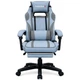 Геймерське крісло ThroneX Linen Sky Gray з масажною подушкою та підніжкою, до 130 кг - изображение 1