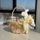 Пасхальная корзина 19х19х22см hand-made MIS LT бежевая с бежевым декором и зайчиком - изображение 3