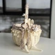Пасхальная корзина 21х21х27см hand-made MIS LT бежевая с бежевым декором и птичкой средняя - изображение 2