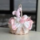 Пасхальная корзина 19х19х22см hand-made MIS LT бежевая с бело-розовым декором и зайчиком - изображение 1