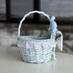 Пасхальная корзина 19х19х22см hand-made MIS LT голубая с бело-голубым декором и зайчиком - изображение 4