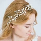 Обруч для волосся з дрібними квітами "Bride White Flowers", прикраса на голову, золото - зображення 1
