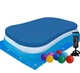 Детский надувной бассейн Intex 57403-3 Rectangular Pool синий 166х100х28 см с надувным дном тентом подстилкой насосом и шариками (21-9-57403-3) - изображение 1