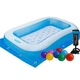 Детский надувной бассейн Intex 57403-2 Rectangular Pool синий 166х100х28 см с надувным дном подстилкой насосом и шариками 10 шт (21-9-57403-2) - изображение 1