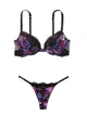 Комплект білизни Shine Strap Lace Push-Up Bra Thong Moody Floral Чорний 34C-S - зображення 1