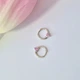 Серебряные серьги Кольца 10 мм Сердце с Розовым камнем серебро 925 пробы Родированное вс707р 1.39г - изображение 4