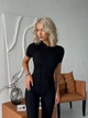 Спортивный женский комбинезон Zip Premium с акцентными силуэтными швами и коротким рукавом Открытая спина Без пуш-ап M Черный (ZIP150BlackM) - изображение 11