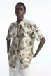 Сорочка жіноча лляна COS botanical-print short-sleeve linen shirt 1231880001 Eur 36 Бежево-Коричневий - изображение 2