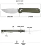 Нож раскладной CJRB Pyrite J1960-GN Nitro-V button lock Зеленый G10 EDC (27980498) - изображение 4