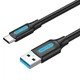 Дата кабель USB 3.0 AM to USB-C 1.5m black Vention (COZBG) - зображення 1