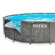 Каркасний басейн Intex 26744, 549 × 122 см з фільтр-насосом 5678 л/год, сходами, тентом і підстилкою, круглий, Prism Frame, сірий - зображення 3