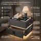 Смарт-тумба горюча YJXF01 Grey з сейфом, LED-підсвічуванням та USB портами (Сіра екошкіра / Загартоване скло) - зображення 3