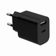 Зарядний пристрій Gembird 1xUSB-C + 1xUSB 12W black (TA-UC-2AC12-01-BK) - зображення 1
