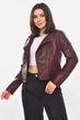Куртка-косуха жіноча з екошкіри бордового кольору Fashion розмір 40-42 (210884) - зображення 2