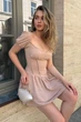 Платье-комбинезон с шортами женское бежевого цвета Fashion размер 44 (211037) - изображение 1