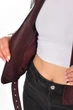 Куртка-косуха женская из экокожи бордового цвета Fashion размер 42-44 (210893) - изображение 4