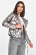 Куртка-косуха женская из экокожи серебристого цвета Fashion размер 42-44 (210896) - изображение 2