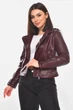 Куртка-косуха женская из экокожи бордового цвета Fashion размер 40-42 (210881) - изображение 1
