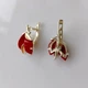 Серебряные серьги 925 пробы с кораллом и золотыми пластинами 375 пробы - изображение 5