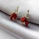 Серебряные серьги 925 пробы с кораллом и золотыми пластинами 375 пробы - изображение 2