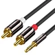 Кабель мультимедійний 3.5mm M to 2xRCA M 5.0m AV116 black Ugreen - зображення 2