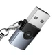 Перехідник HOCO Victory USB male to Type-C female adapter UA46B |USB3.0, 60W, LED| Grey - зображення 6