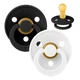 Соска пустушка BIBS 0-6 m Colour Latex Round (кругла) – White / Black, 2 шт - зображення 1