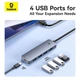USB-хаб Baseus UltraJoy Series 4-Port HUB Lite USB 3.0 to USB 3.0 x4 15 см Black (6932172653385) - зображення 5