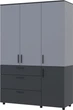 Шкаф для одежды Doros Торн 3 ДСП/3Ш (штанга) 135х51.6х200 см Антрацит/Серый (44900521) - изображение 1