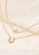 Цепочка женская двойная с подковой и камушком Fashion Jewelry Золотистая 19931 - изображение 1