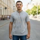 Футболка с вышивкой мужская трикотажная Хлебное поле L Серая - изображение 1