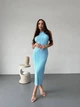Минималистическое платье макси One size Голубое (8118) - изображение 9