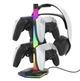 RGB-підставка для геймпадів і навушників HS-P5S049 з USB і Type-C, тримач для 4 контролерів і гарнітури, RGB-підсвічування, чорний - зображення 2