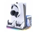 Док-станция для PS5 / PS5 Slim / PS5 Pro с охлаждением, зарядкой 2 контроллеров, RGB подсветкой, USB и держателем для наушников - изображение 1