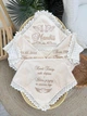 Утеплённая крыжма для мальчика с метрикой Family Tradition велюровая махра плюш с вышивкой и кружевом бежевая / айвори Метрика - изображение 1